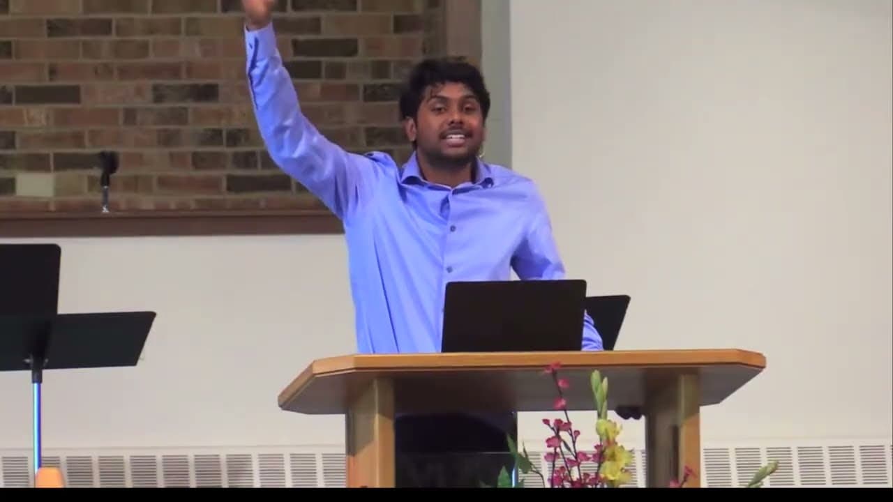Peter Elvin preaching at Grace Church, Illinois