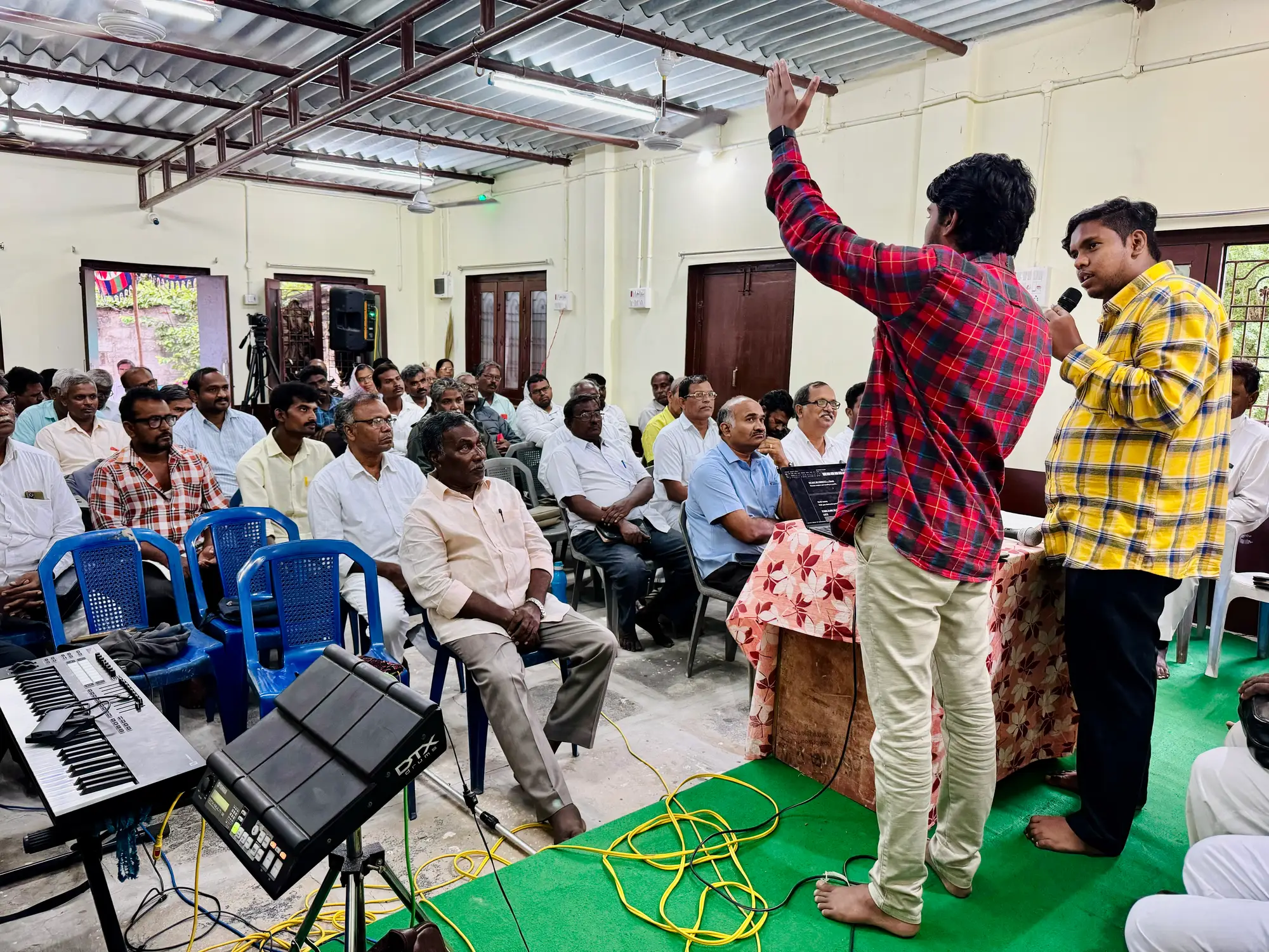 Pastors and believers gathered in worship in India